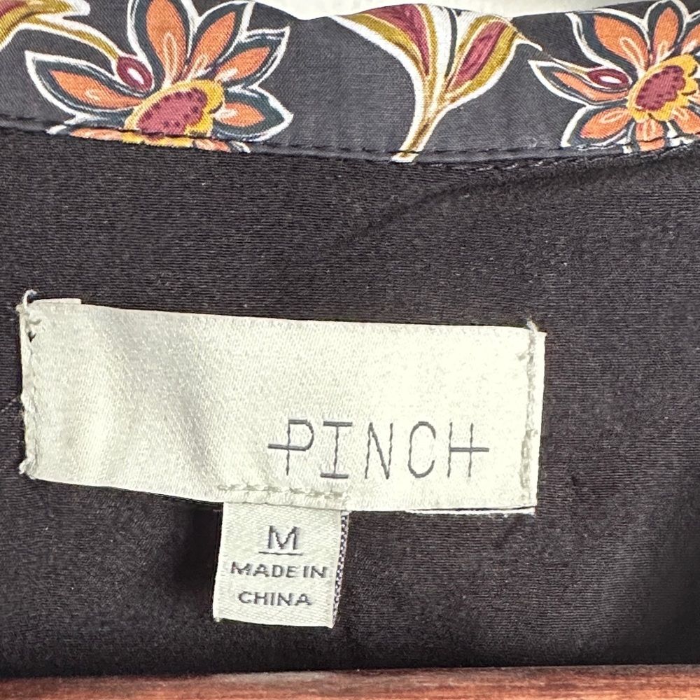 Pinch Anthropologie Black, Mustard, & Rust Floral Babydoll Mini Dress 100 Cotton - Picture 2 of 11